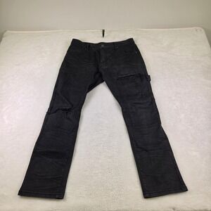 Kloud9 Mens Distressed Carpenter Jeans Black Ripped Slim Straight 38x32 RN154182